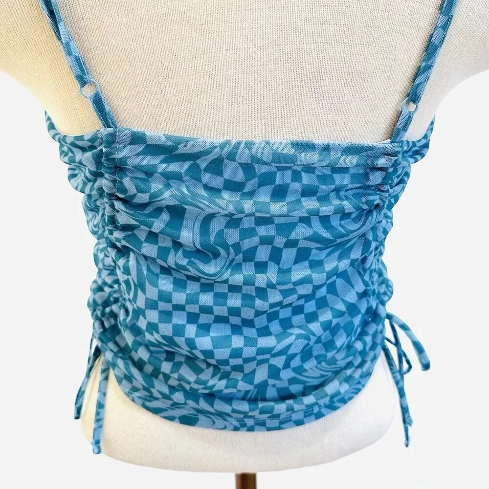 NWT SO GOODS FOR LIFE Juniors Sleeveless Straps Pullover Cropped Blue Top Large - Picture 5 of 10